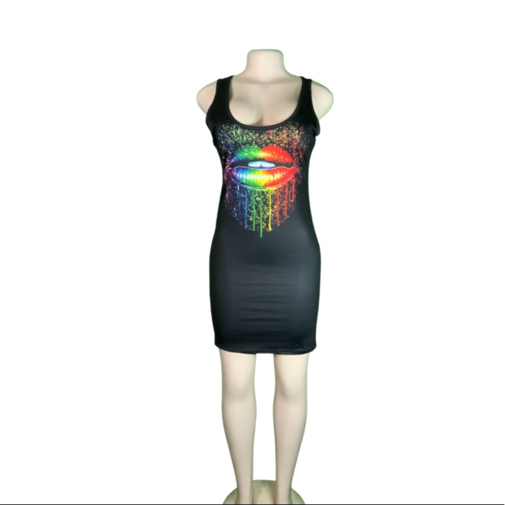 Mini Black dress with lips